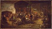 Attributed to Wilkie The Christmas Party. oil painting